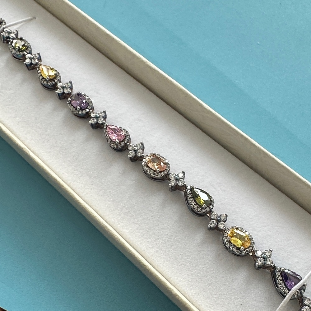 Silver Multicolor Gemstone Bracelet